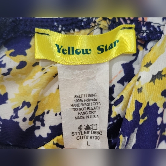 YELLOW STAR blue/yellow/white floral dress size large - Picture 5 of 9